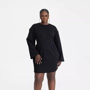 KBB by KAHLANA The Sweatshirt Dress Long Sleeve Black Mini Dress - Size 2X 20/22